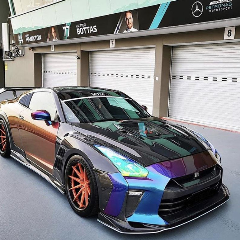 CMST Tuning Nissan GTR GT-R R35 2008-2016 Carbon Fiber Tempered Glass Transparent Hood Window See Through - Robot Bodykits
