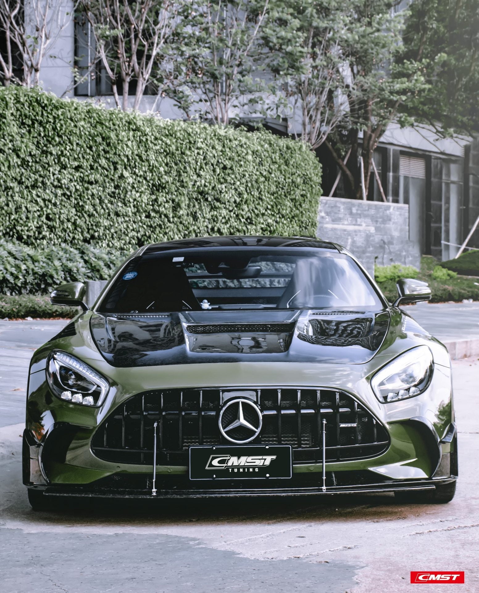 CMST Carbon Fiber Clear View Tempered Glass Transparent Hood Black Series Style for Mercedes Benz C190 AMG GT GTS GTC GTR 2015-2021 - Robot Bodykits
