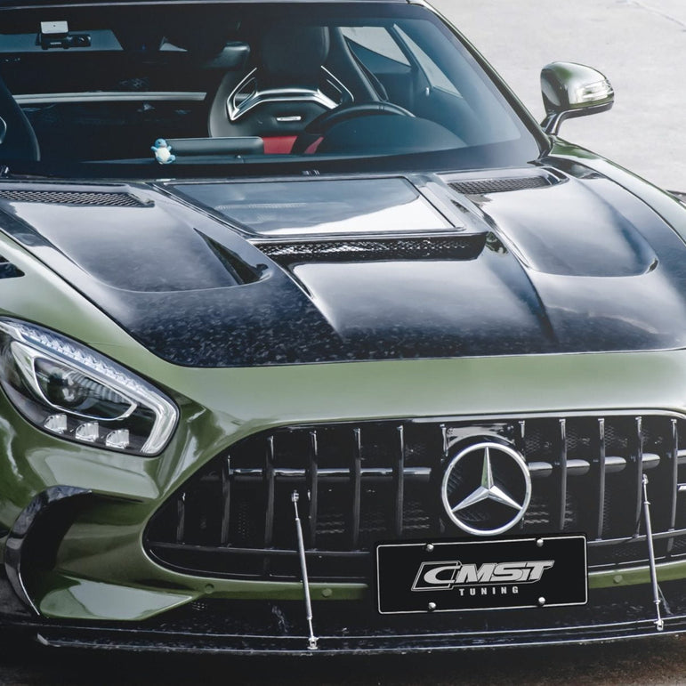 CMST Carbon Fiber Clear View Tempered Glass Transparent Hood Black Series Style for Mercedes Benz C190 AMG GT GTS GTC GTR 2015-2021 - Robot Bodykits
