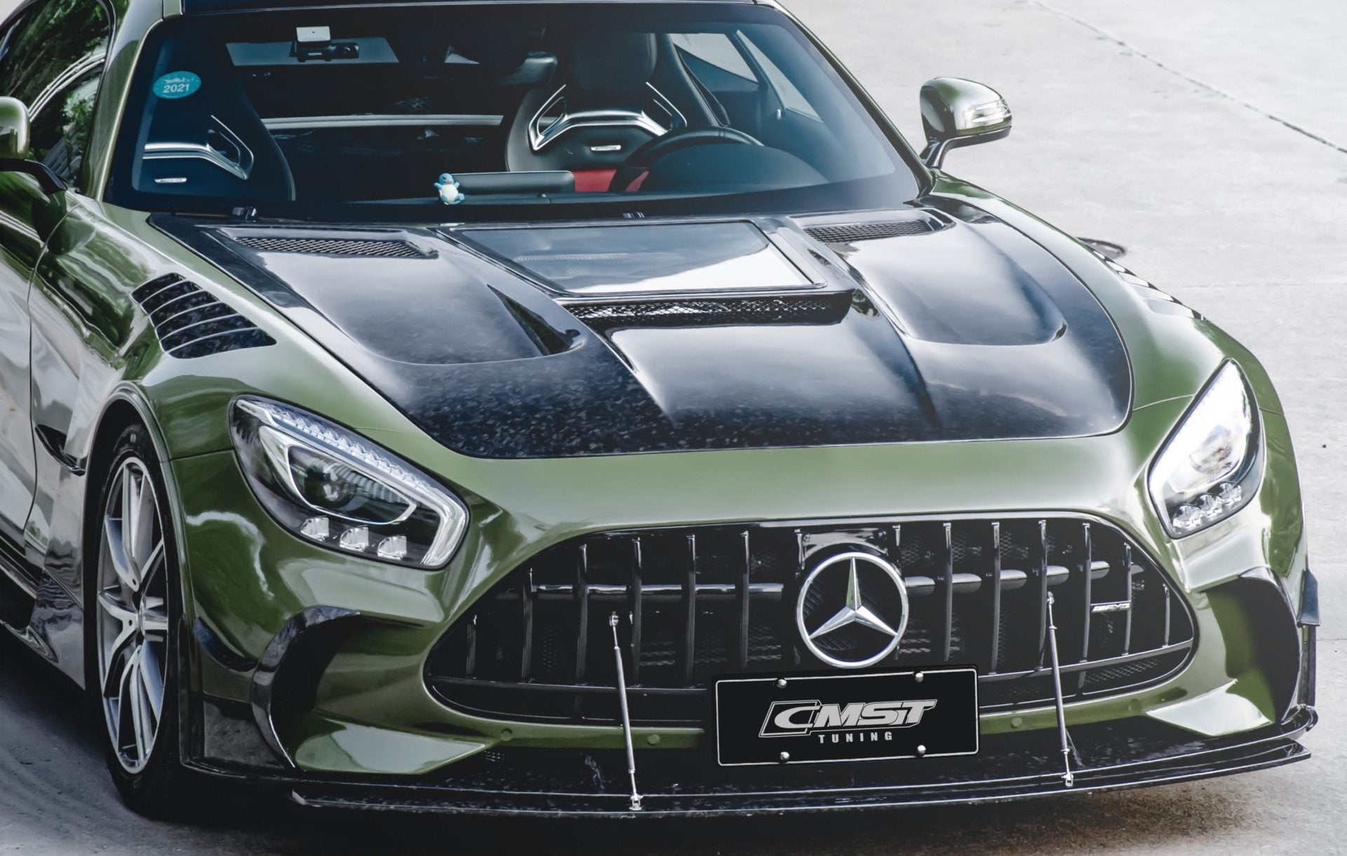 CMST Carbon Fiber Clear View Tempered Glass Transparent Hood Black Series Style for Mercedes Benz C190 AMG GT GTS GTC GTR 2015-2021 - Robot Bodykits