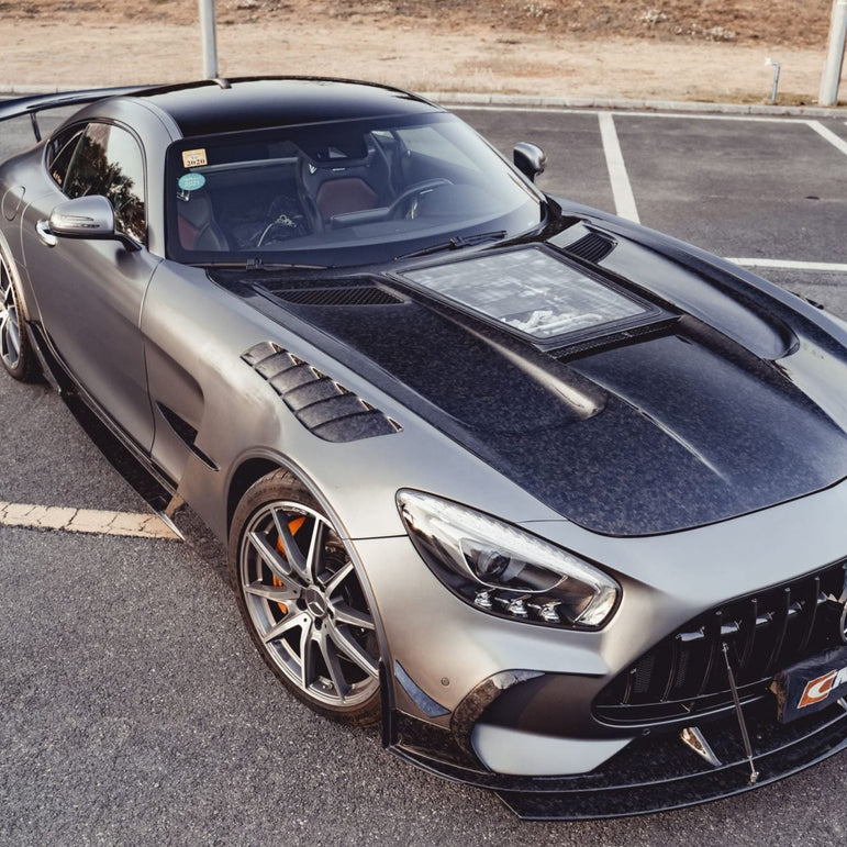 CMST Carbon Fiber Clear View Tempered Glass Transparent Hood Black Series Style for Mercedes Benz C190 AMG GT GTS GTC GTR 2015-2021 - Robot Bodykits