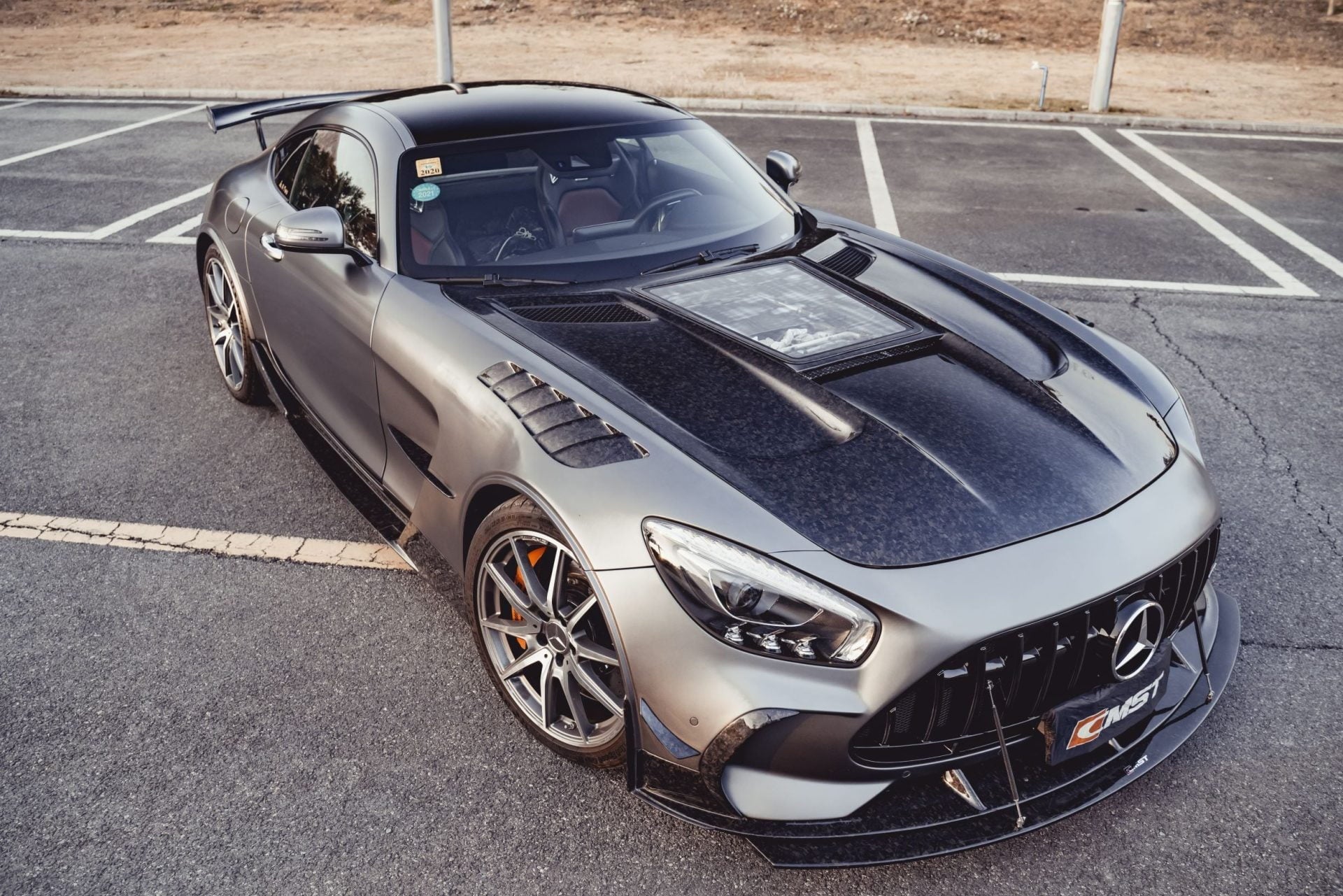 CMST Carbon Fiber Clear View Tempered Glass Transparent Hood Black Series Style for Mercedes Benz C190 AMG GT GTS GTC GTR 2015-2021 - Robot Bodykits