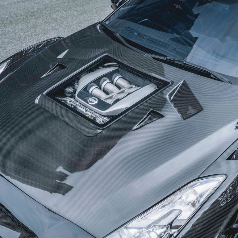 CMST Tuning Nissan GTR GT-R R35 2008-2016 Carbon Fiber Tempered Glass Transparent Hood Window See Through - Robot Bodykits