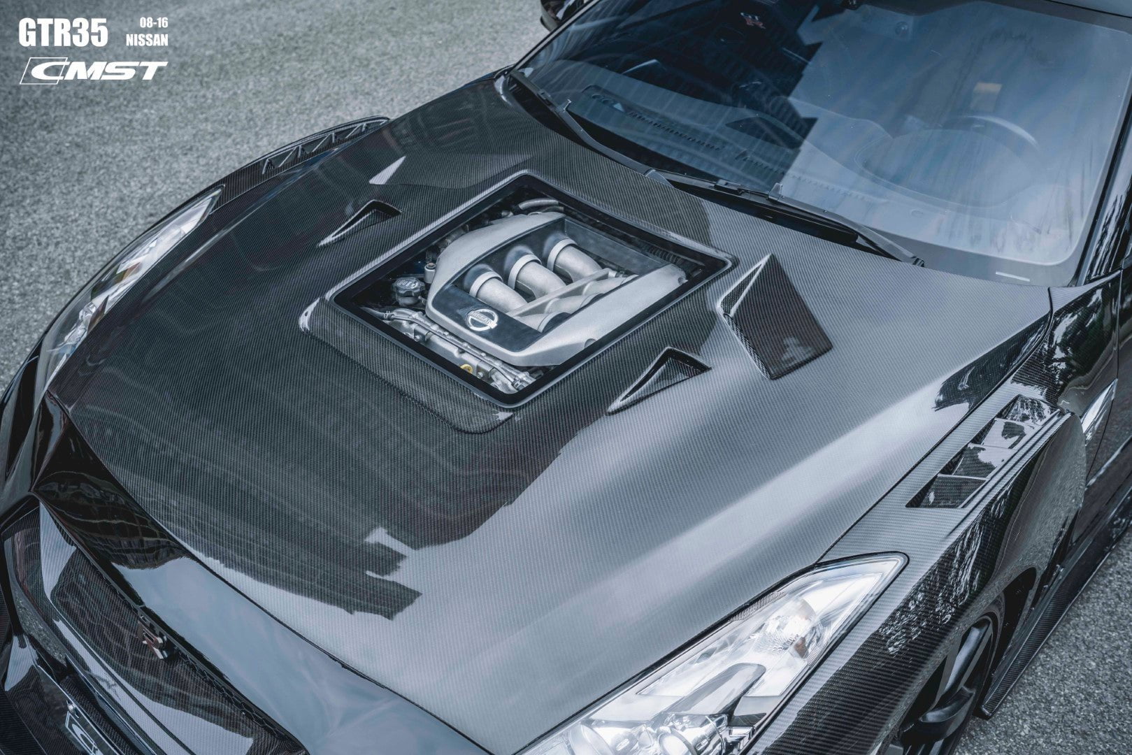 CMST Tuning Nissan GTR GT-R R35 2008-2016 Carbon Fiber Tempered Glass Transparent Hood Window See Through - Robot Bodykits