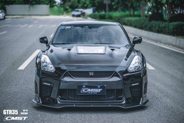 CMST Tuning Nissan GTR GT-R R35 2008-2016 Carbon Fiber Tempered Glass Transparent Hood Window See Through - Robot Bodykits