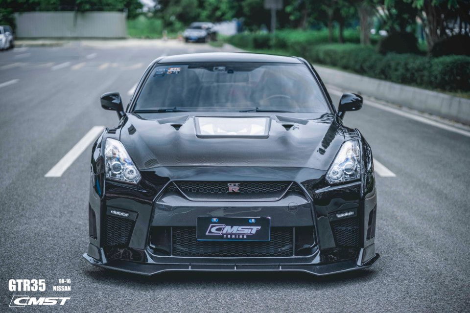 CMST Tuning Nissan GTR GT-R R35 2008-2016 Carbon Fiber Tempered Glass Transparent Hood Window See Through - Robot Bodykits