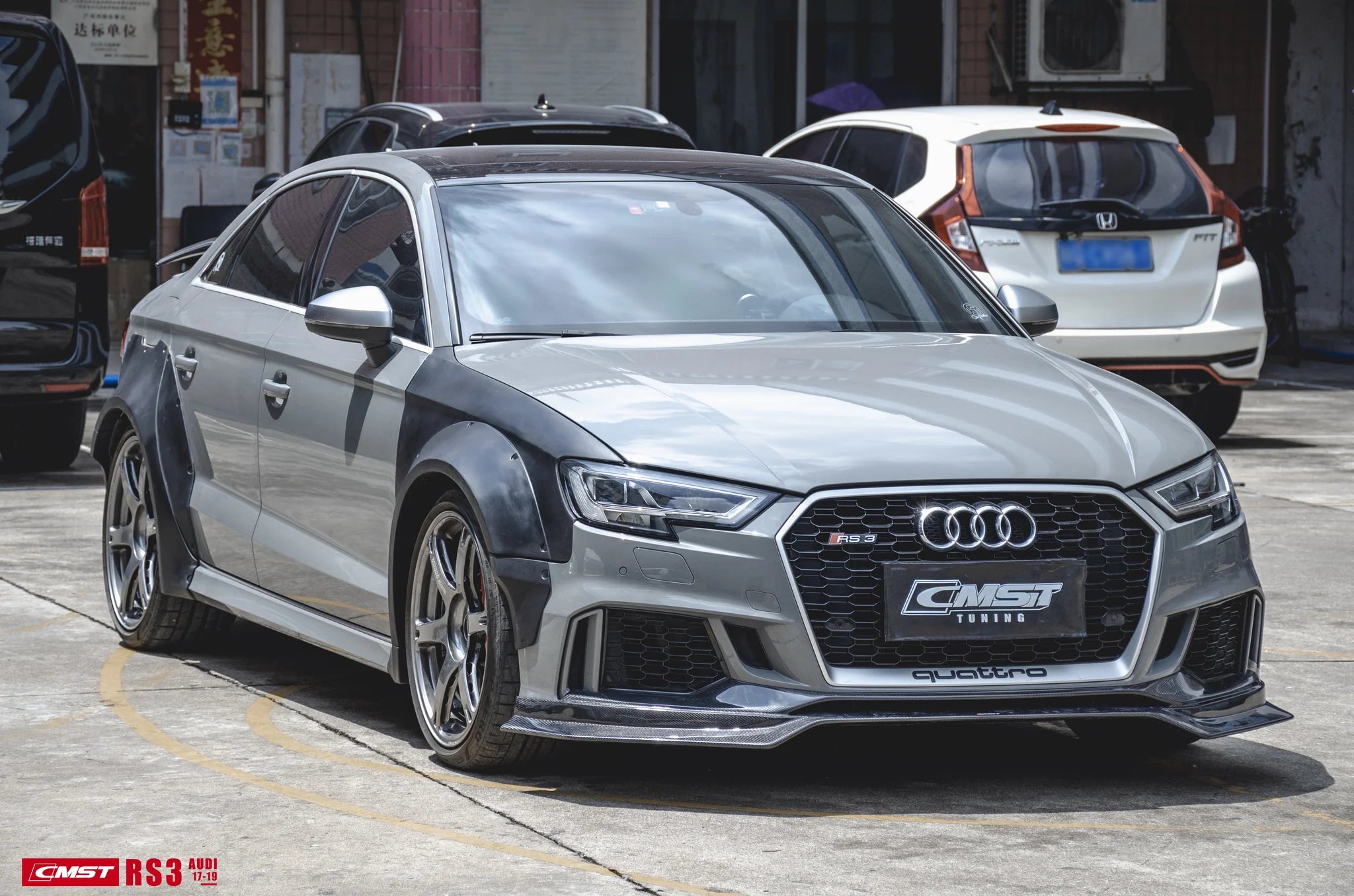 CMST Tuning Carbon Fiber Widebody Fender Arches ( 12 Pcs ) for Audi A3, S3 2014-2020 8V - Robot Bodykits