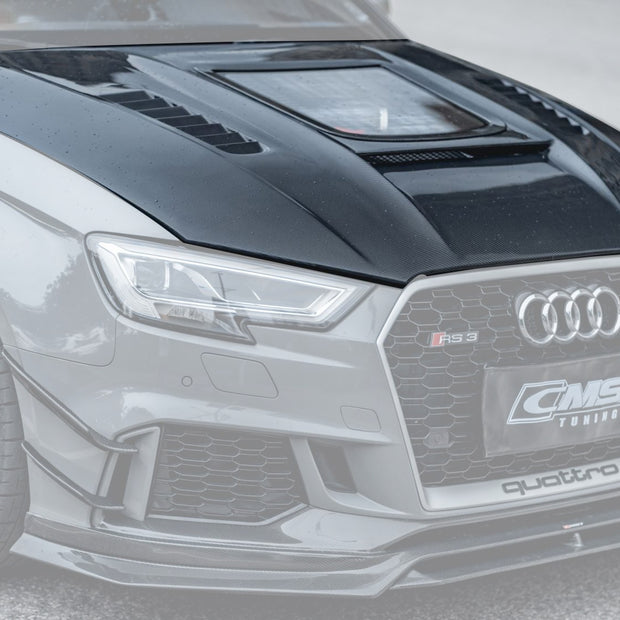 CMST Tuning Glass Transparent Carbon Fiber Hood Bonnet Ver.3 for Audi RS3 2018-2020 & 2014-2020 A3 & A3 S Line & S3