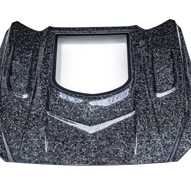 CMST Carbon Fiber Glass Transparent Hood Stage 2 ( Raised 2 inches ) for Ford Mustang S550.1 2015- 2017