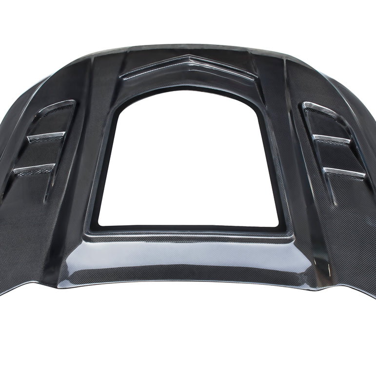 CMST Carbon Fiber Glass Transparent Hood Stage 2 ( Raised 2 inches ) for Ford Mustang S550.1 2015- 2017