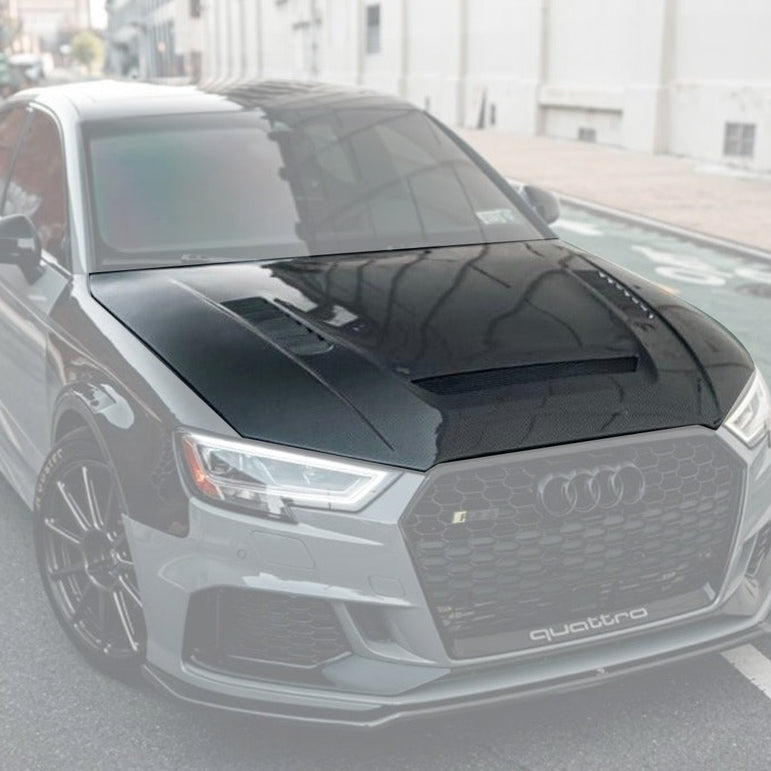 CMST Tuning Carbon Fiber Hood Bonnet Ver.2 for Audi RS3 A3 A3 S Line 2014-2020 Sedan - Robot Bodykits