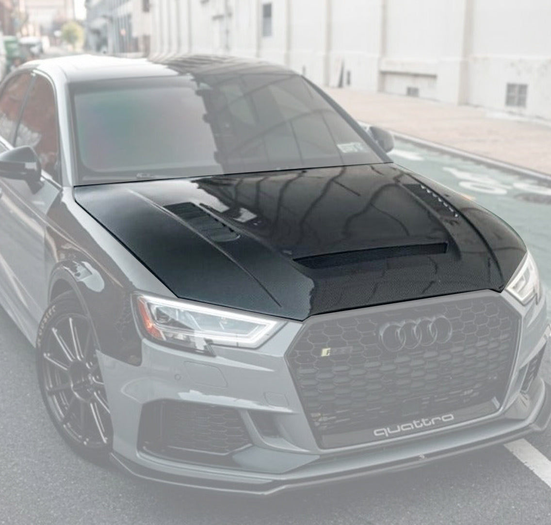 CMST Tuning Carbon Fiber Hood Bonnet Ver.2 for Audi RS3 A3 A3 S Line 2014-2020 Sedan - Robot Bodykits