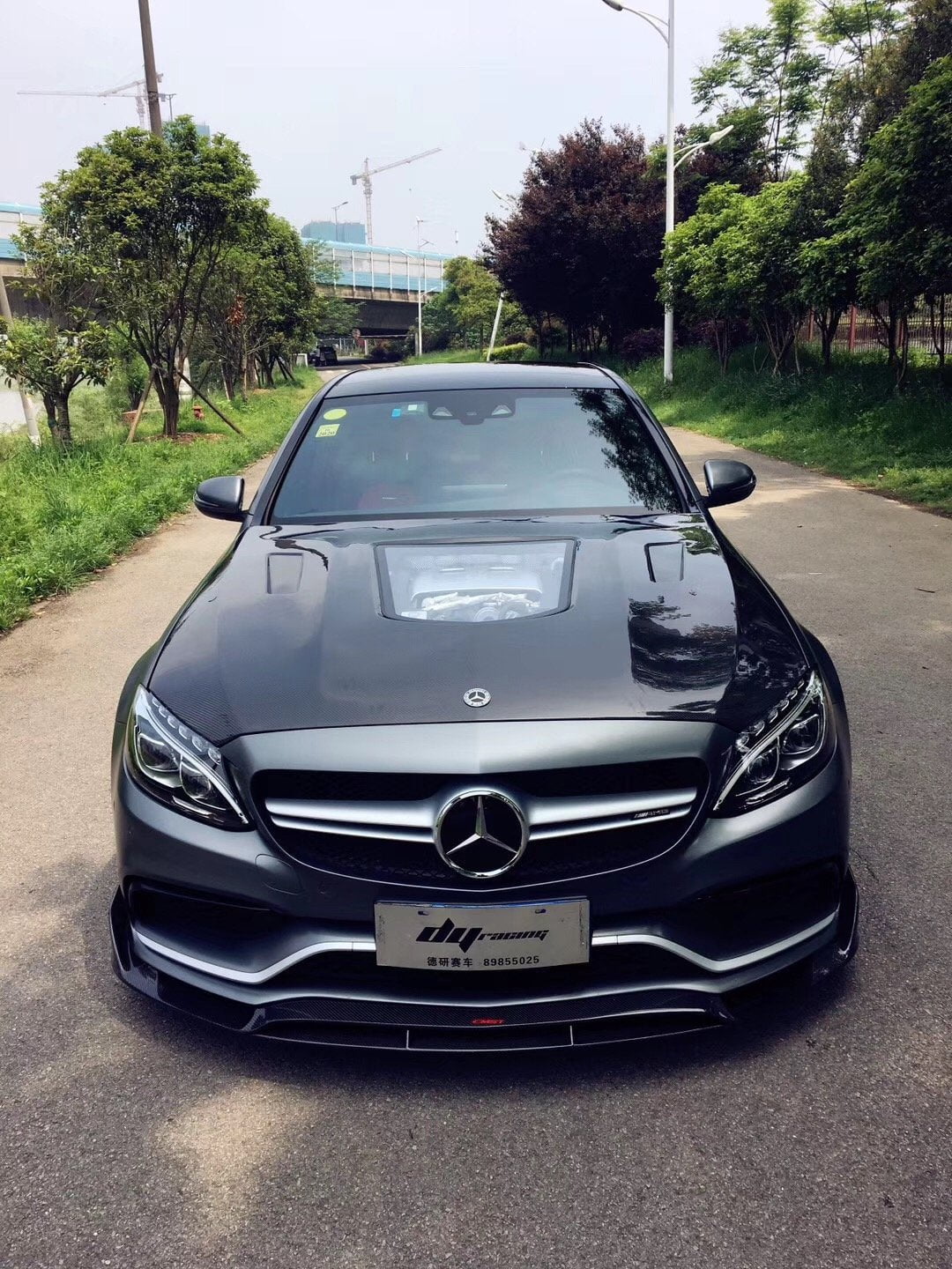 CMST Tuning Carbon Tempered Glass Transparent Bonnet For Mercedes Benz 2015-2020 AMG C63 Sedan Coupe 2 Door 4 Door - Robot Bodykits