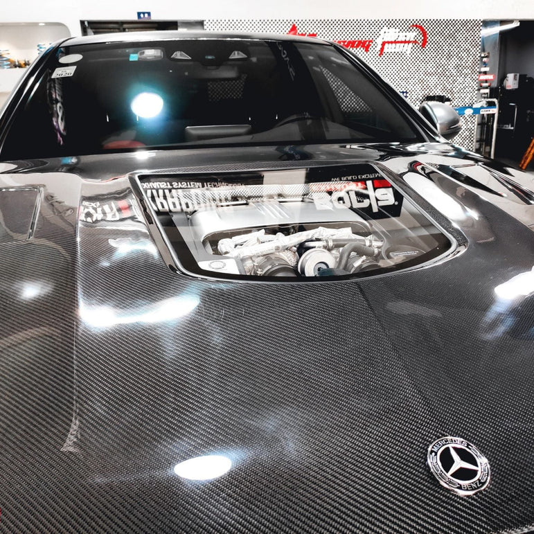 CMST Tuning Carbon Tempered Glass Transparent Bonnet For Mercedes Benz 2015-2020 AMG C63 Sedan Coupe 2 Door 4 Door - Robot Bodykits