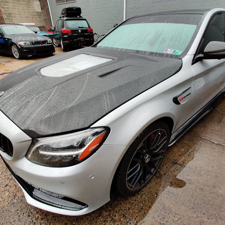 CMST Tuning Carbon Tempered Glass Transparent Bonnet For Mercedes Benz 2015-2020 AMG C63 Sedan Coupe 2 Door 4 Door - Robot Bodykits