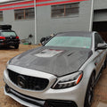 CMST Tuning Carbon Tempered Glass Transparent Bonnet For Mercedes Benz 2015-2020 AMG C63 Sedan Coupe 2 Door 4 Door - Robot Bodykits
