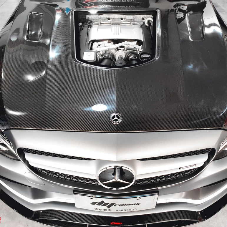 CMST Tuning Carbon Tempered Glass Transparent Bonnet For Mercedes Benz 2015-2020 AMG C63 Sedan Coupe 2 Door 4 Door - Robot Bodykits