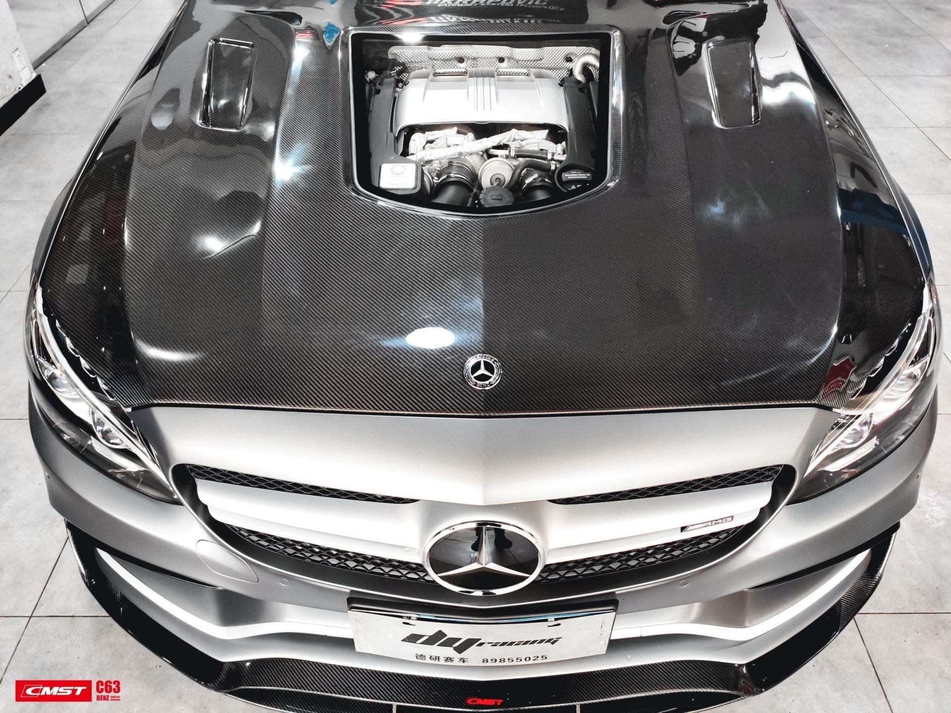 CMST Tuning Carbon Tempered Glass Transparent Bonnet For Mercedes Benz 2015-2020 AMG C63 Sedan Coupe 2 Door 4 Door - Robot Bodykits