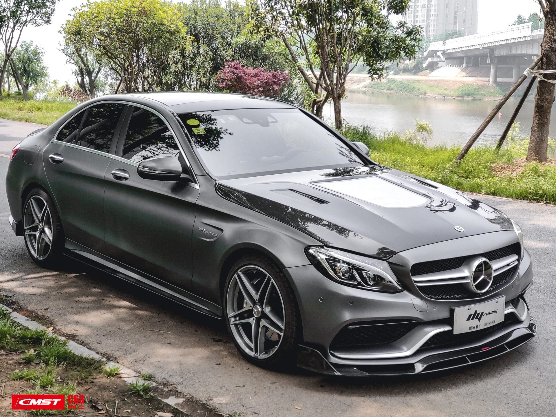 CMST Tuning Carbon Tempered Glass Transparent Bonnet For Mercedes Benz 2015-2020 AMG C63 Sedan Coupe 2 Door 4 Door - Robot Bodykits