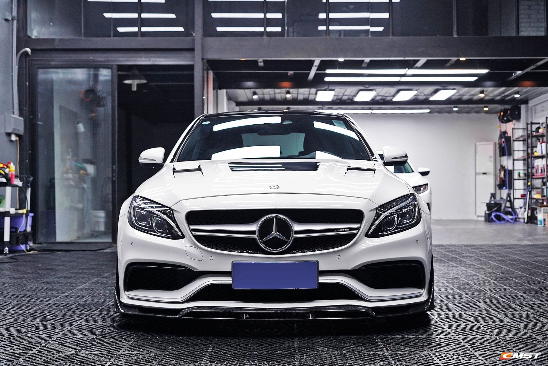 CMST Tuning Carbon Tempered Glass Transparent Bonnet For Mercedes Benz 2015-2020 AMG C63 Sedan Coupe 2 Door 4 Door - Robot Bodykits
