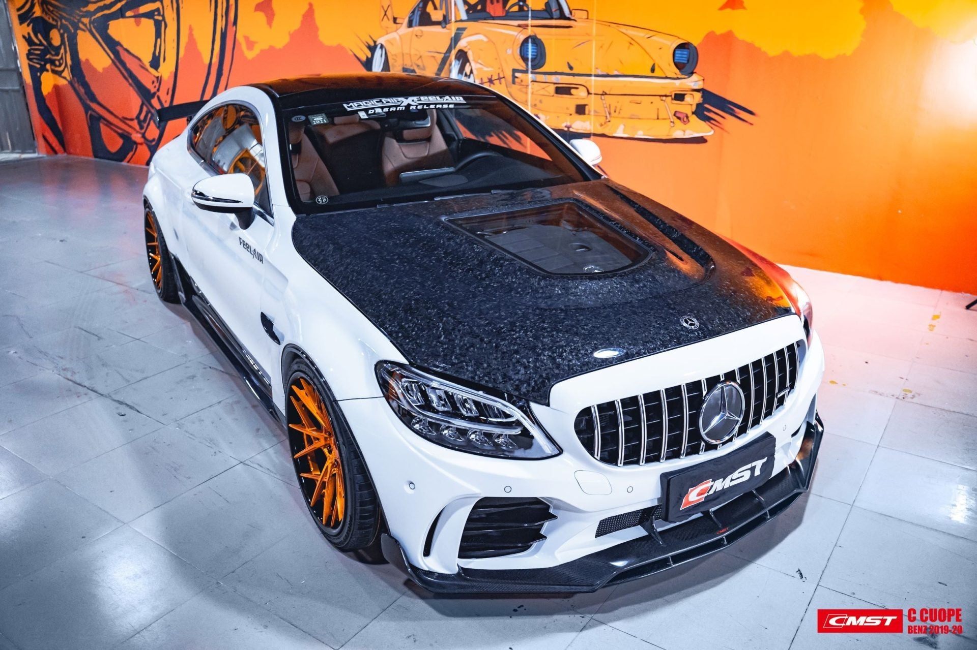 CMST Tuning Carbon Tempered Glass Transparent Hood For Mercedes Benz 2015-2020 W205 Sedan C300 C43 C Coupe 2 Door 4 Door Ver.2 - Robot Bodykits