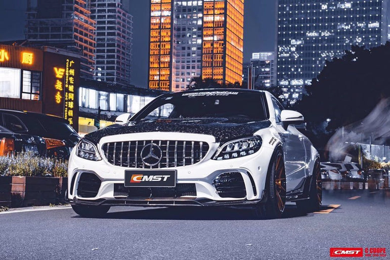 CMST Tuning Carbon Tempered Glass Transparent Hood For Mercedes Benz 2015-2020 W205 Sedan C300 C43 C Coupe 2 Door 4 Door Ver.2 - Robot Bodykits
