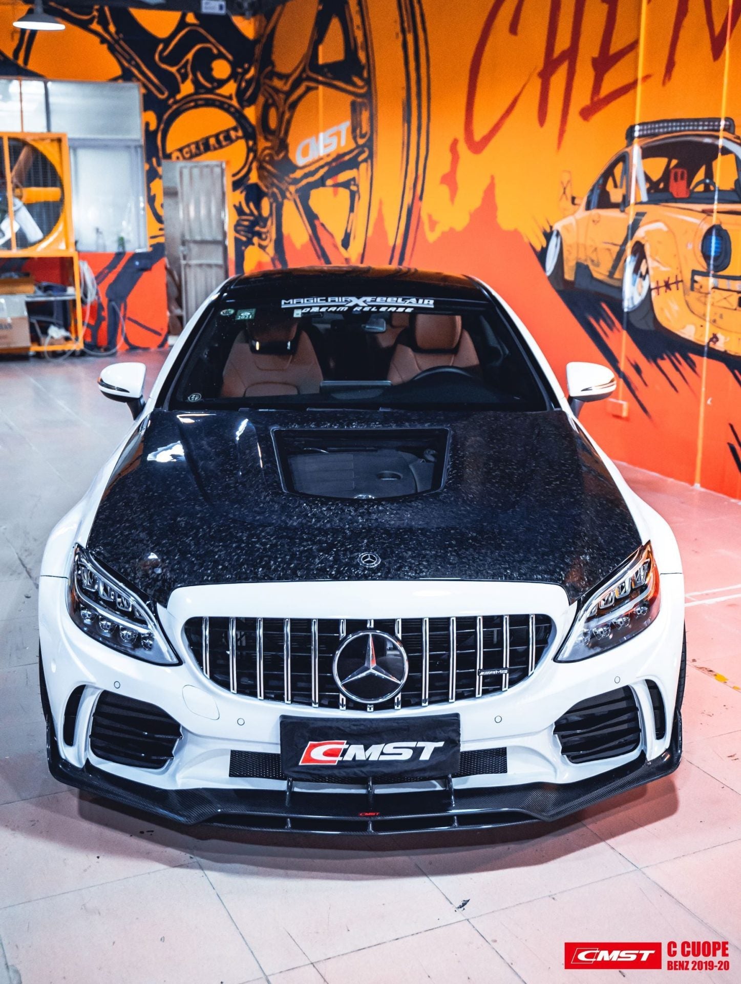 CMST Tuning Carbon Tempered Glass Transparent Hood For Mercedes Benz 2015-2020 W205 Sedan C300 C43 C Coupe 2 Door 4 Door Ver.2 - Robot Bodykits