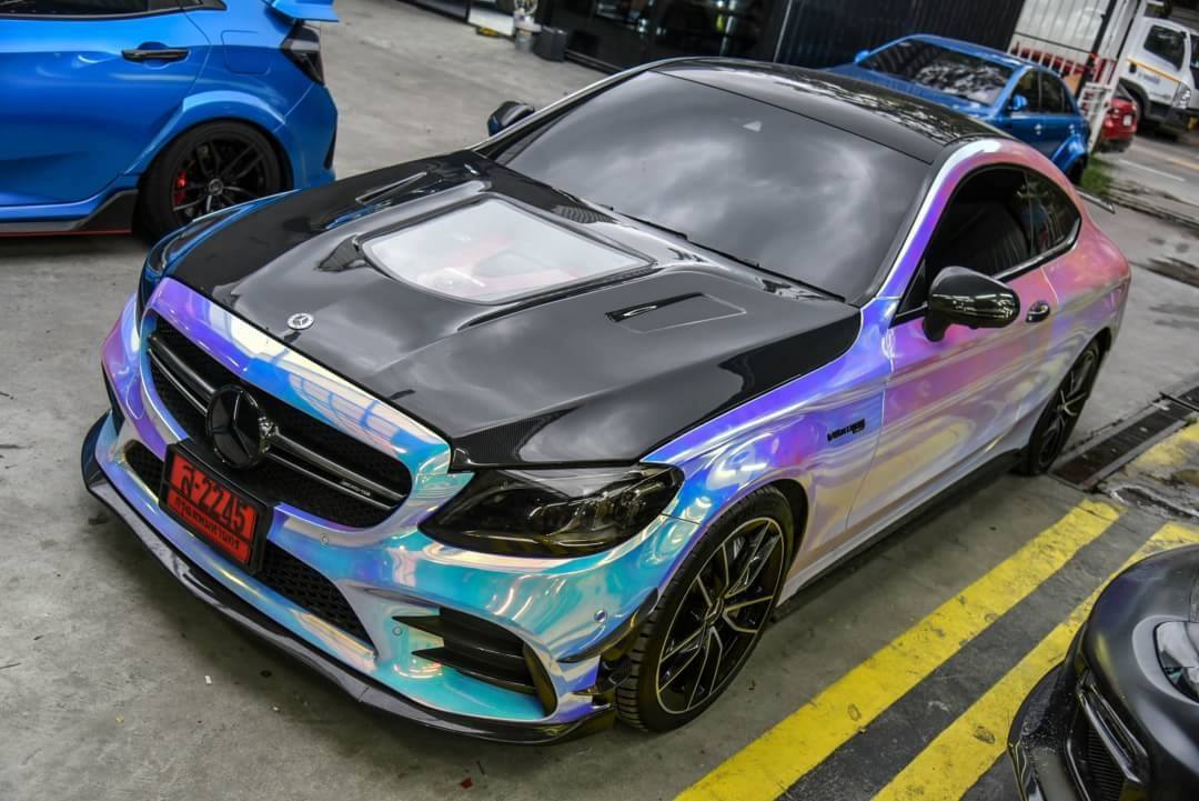 CMST Tuning Carbon Tempered Glass Transparent Hood For Mercedes Benz 2015-2020 W205 C300 C43 Sedan Coupe 2 Door 4 Door Ver.1 - Robot Bodykits