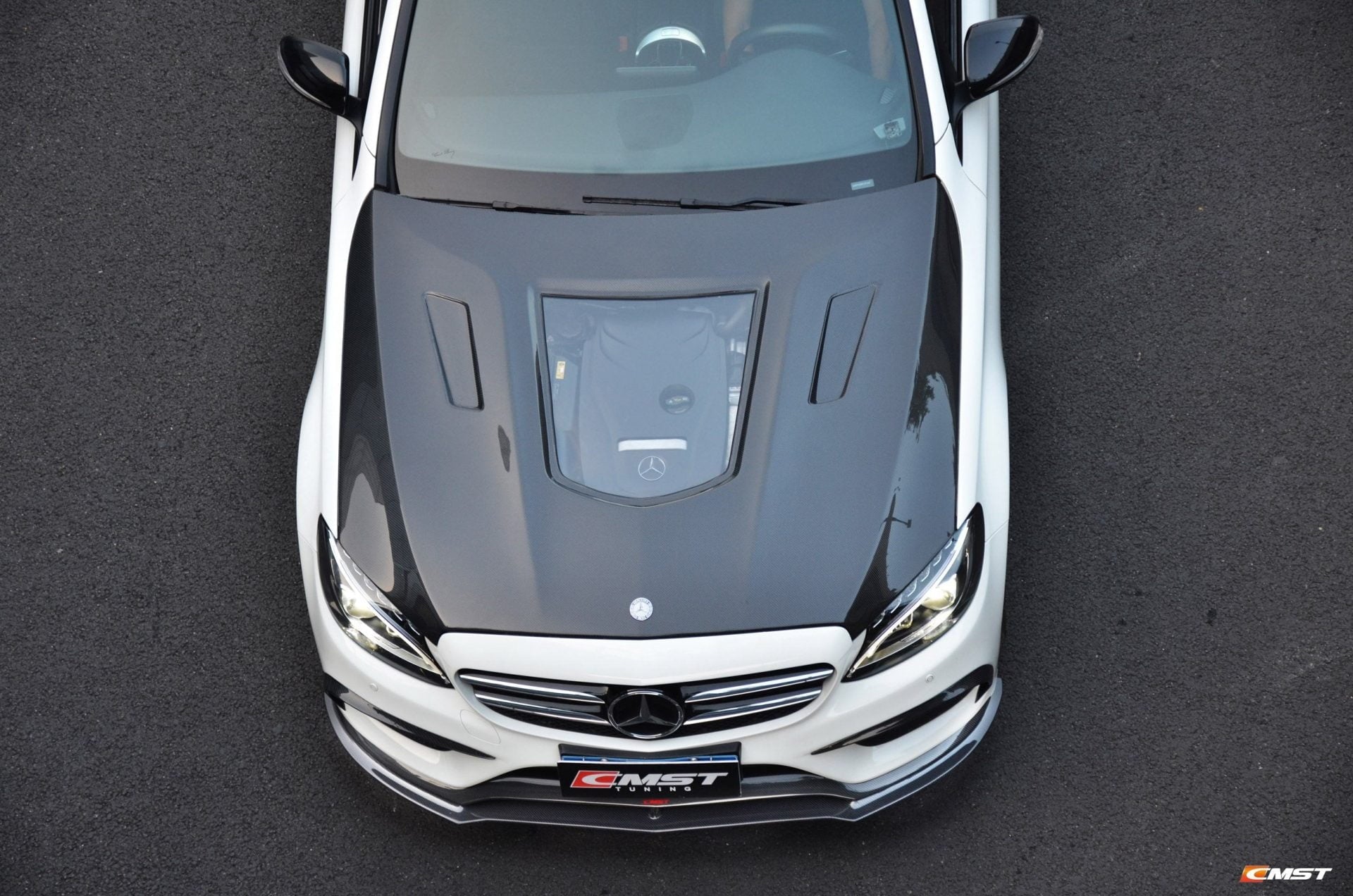 CMST Tuning Carbon Tempered Glass Transparent Hood For Mercedes Benz 2015-2020 W205 C300 C43 Sedan Coupe 2 Door 4 Door Ver.1 - Robot Bodykits