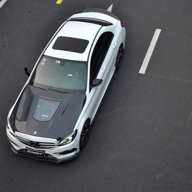 CMST Tuning Carbon Tempered Glass Transparent Hood For Mercedes Benz 2015-2020 W205 C300 C43 Sedan Coupe 2 Door 4 Door Ver.1 - Robot Bodykits
