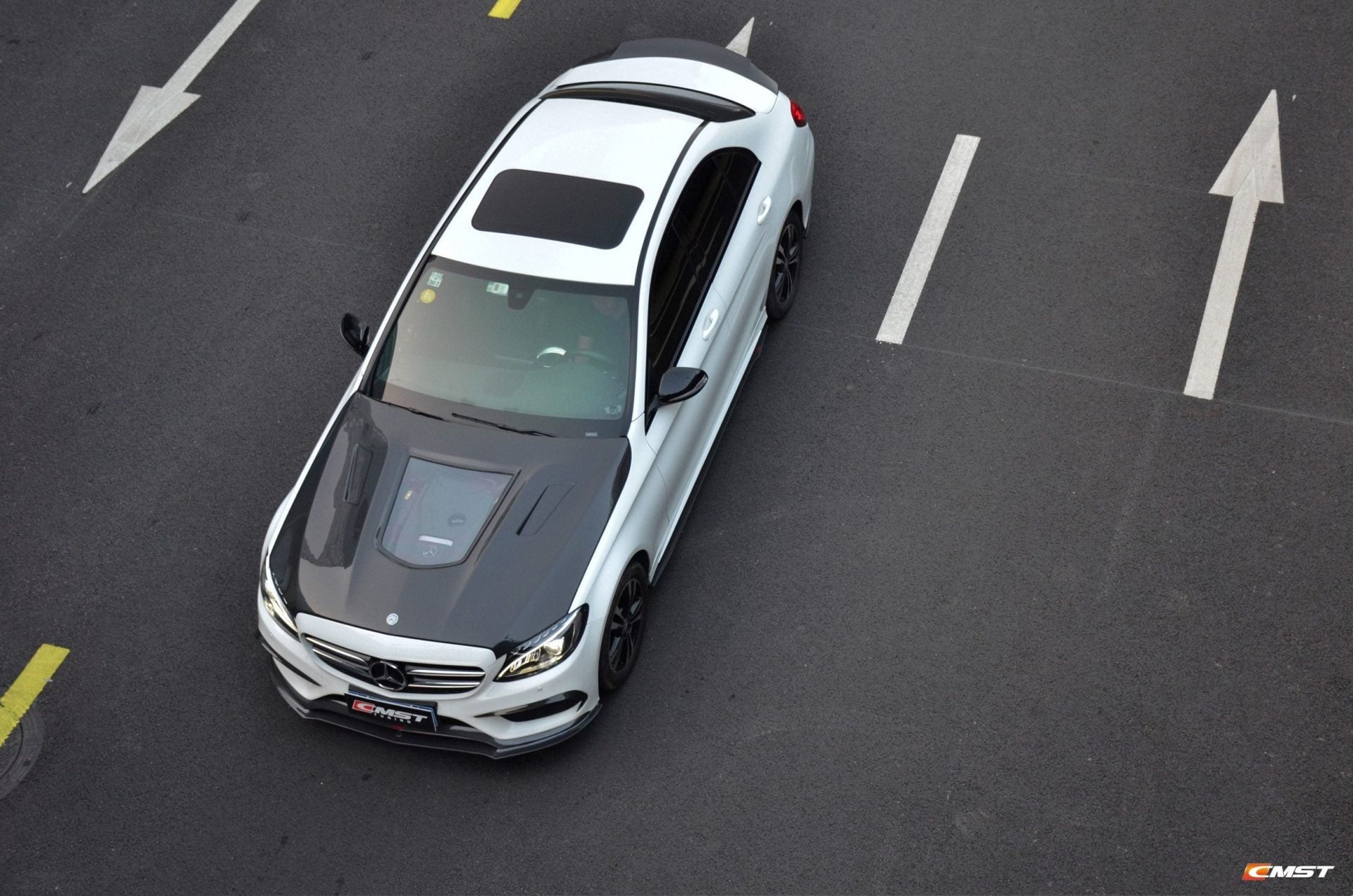 CMST Tuning Carbon Tempered Glass Transparent Hood For Mercedes Benz 2015-2020 W205 C300 C43 Sedan Coupe 2 Door 4 Door Ver.1 - Robot Bodykits