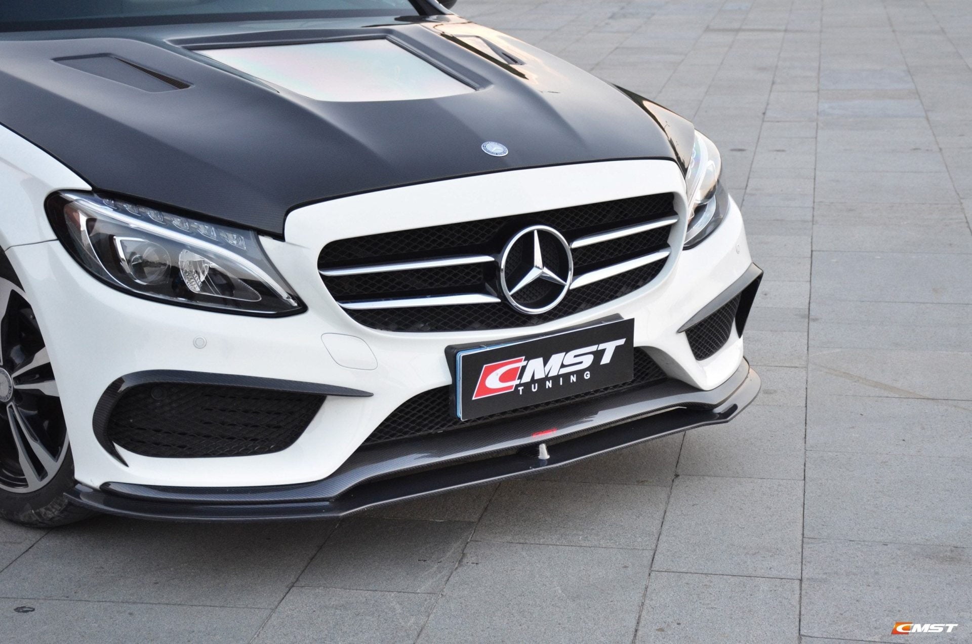 CMST Tuning Carbon Tempered Glass Transparent Hood For Mercedes Benz 2015-2020 W205 C300 C43 Sedan Coupe 2 Door 4 Door Ver.1 - Robot Bodykits