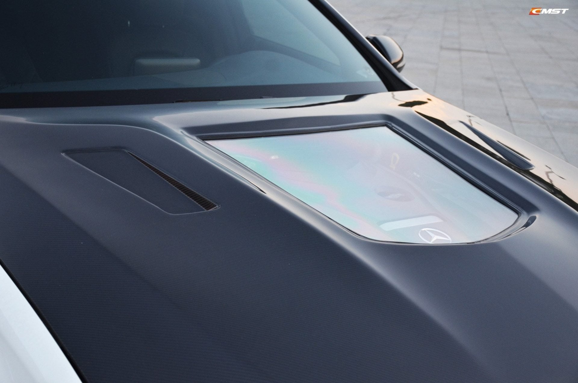 CMST Tuning Carbon Tempered Glass Transparent Hood For Mercedes Benz 2015-2020 W205 C300 C43 Sedan Coupe 2 Door 4 Door Ver.1 - Robot Bodykits