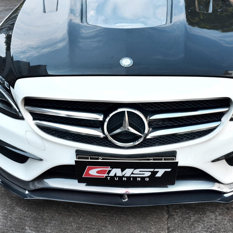 CMST Tuning Carbon Tempered Glass Transparent Hood For Mercedes Benz 2015-2020 W205 C300 C43 Sedan Coupe 2 Door 4 Door Ver.1 - Robot Bodykits