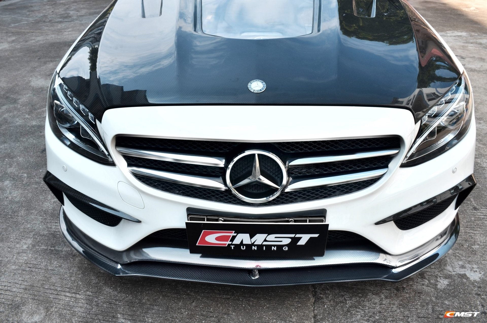 CMST Tuning Carbon Tempered Glass Transparent Hood For Mercedes Benz 2015-2020 W205 C300 C43 Sedan Coupe 2 Door 4 Door Ver.1 - Robot Bodykits