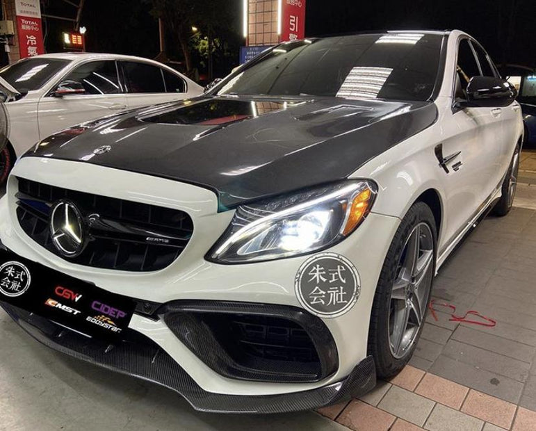 CMST Tuning Carbon Tempered Glass Transparent Hood For Mercedes Benz 2015-2020 W205 C300 C43 Sedan Coupe 2 Door 4 Door Ver.1 - Robot Bodykits