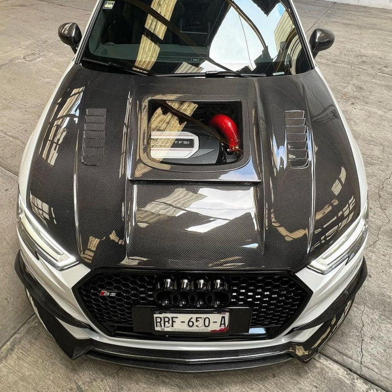 CMST Tuning Glass Transparent Carbon Fiber Hood Bonnet Ver.3 for Audi RS3 2018-2020 & 2014-2020 A3 & A3 S Line & S3
