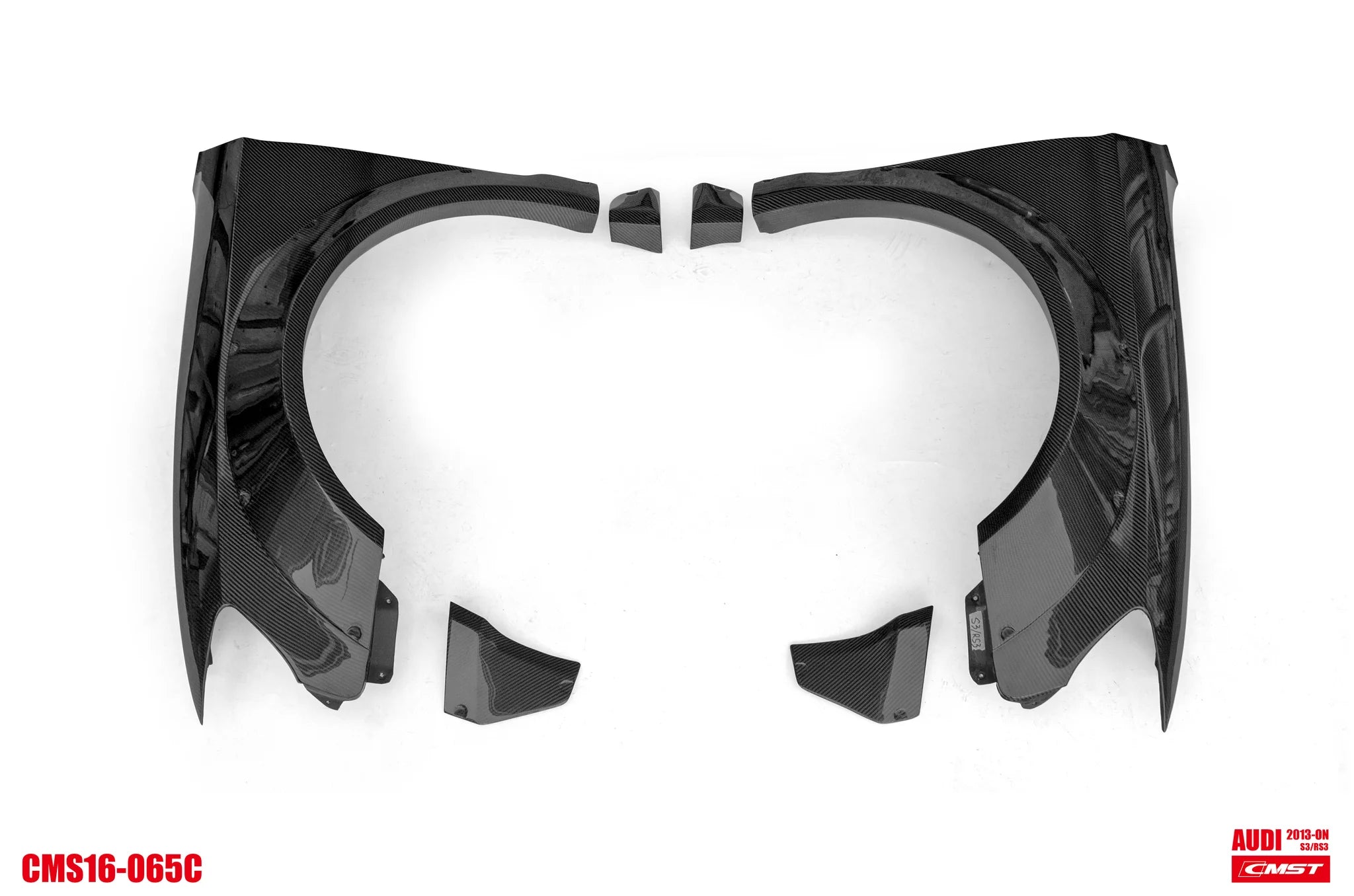 CMST Tuning Carbon Fiber Widebody Fender Arches ( 12 Pcs ) for Audi A3, S3 2014-2020 8V - Robot Bodykits