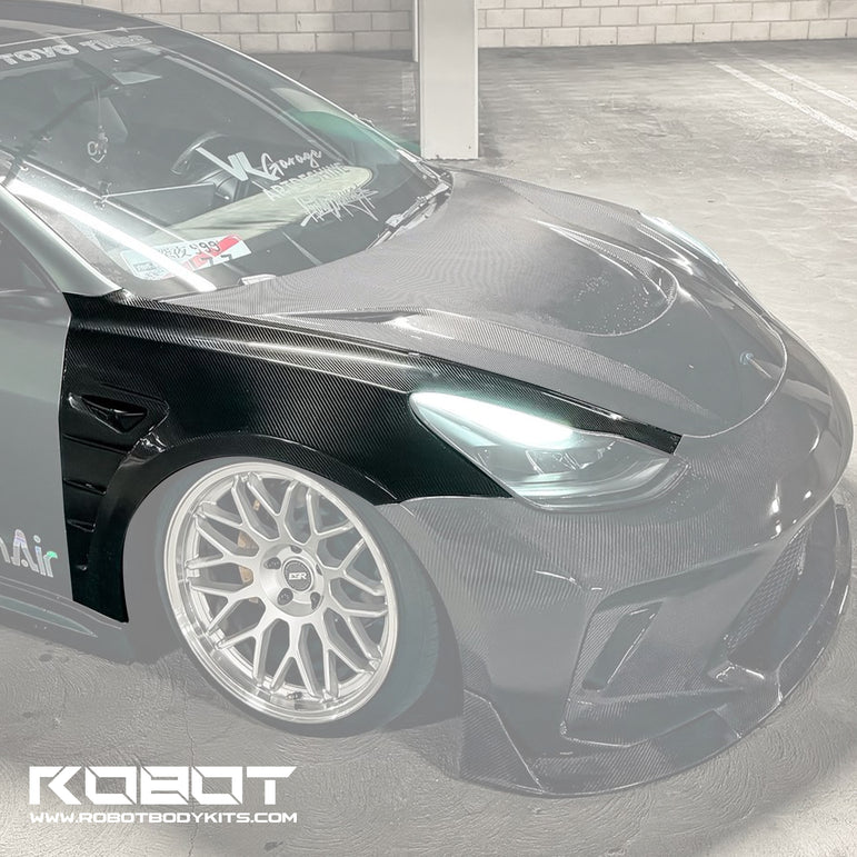 CMST Tesla Model 3 Lightweight Dry-Carbon Fiber Front Fender Replacement (1.58KG) - Robot Bodykits