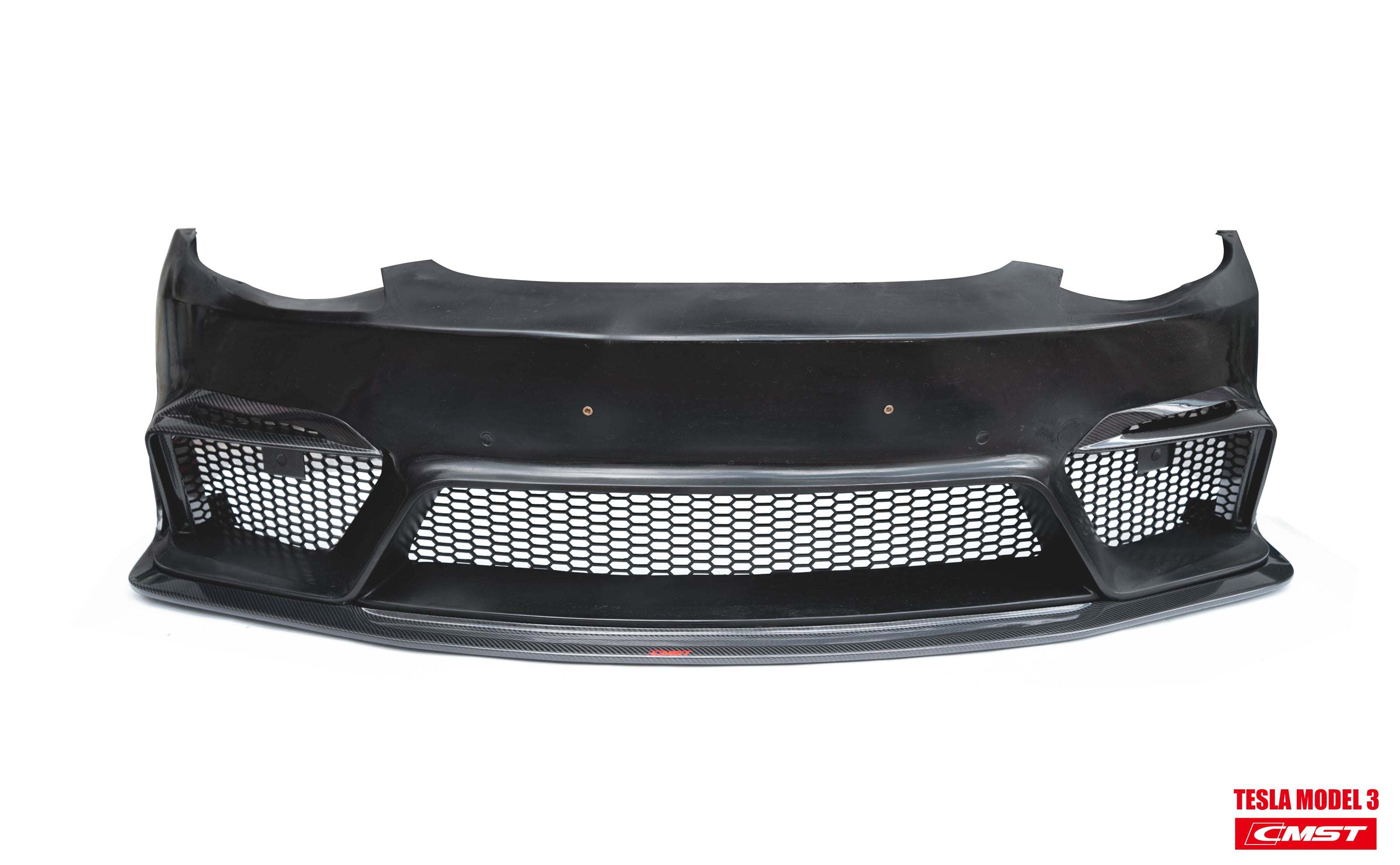 CMST Tuning Carbon Fiber Front Bumper for Tesla Model 3 Ver.1 with Carbon Fiber Canards & Front Lip - Robot Bodykits