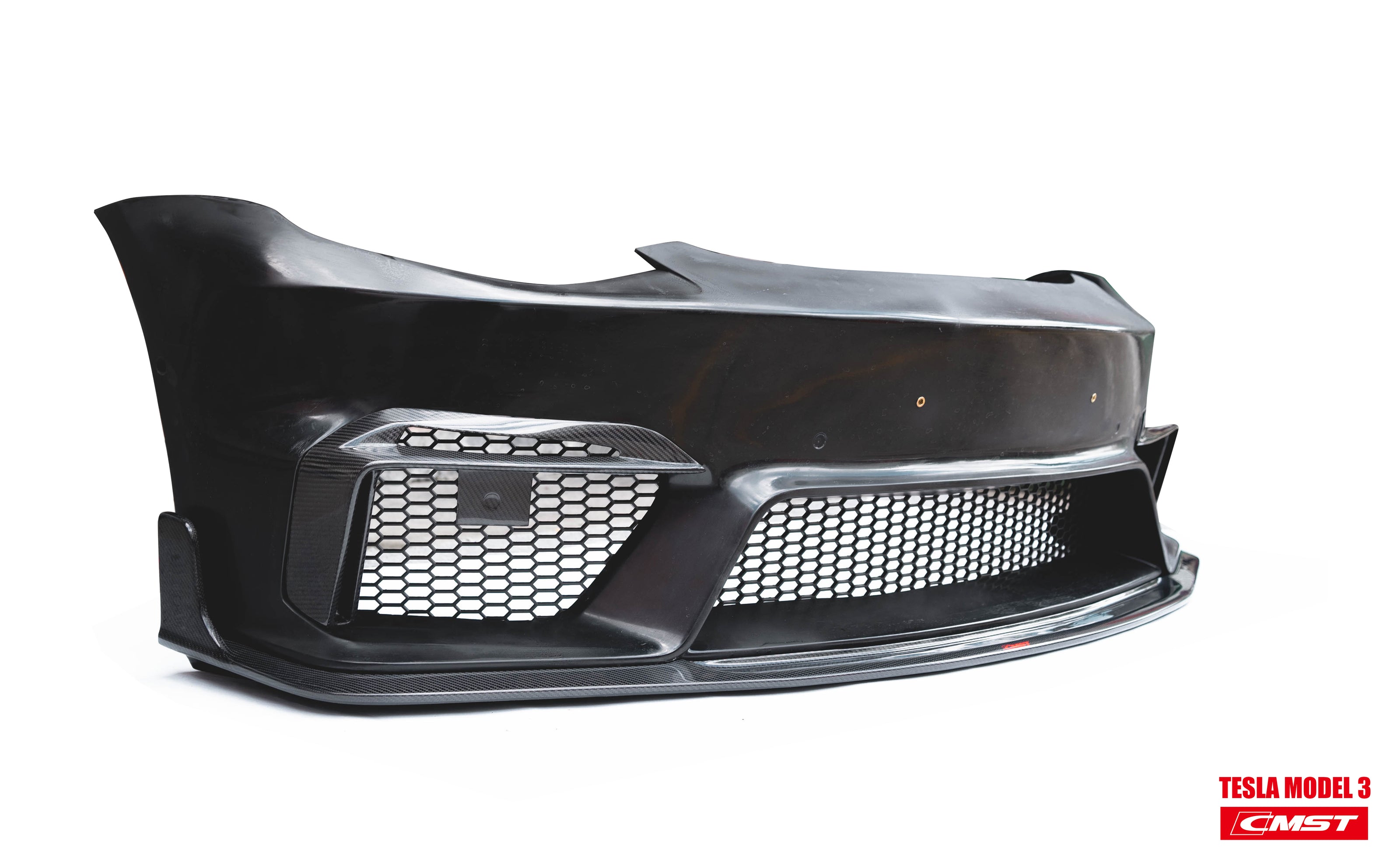 CMST Tuning Carbon Fiber Front Bumper for Tesla Model 3 Ver.1 with Carbon Fiber Canards & Front Lip - Robot Bodykits