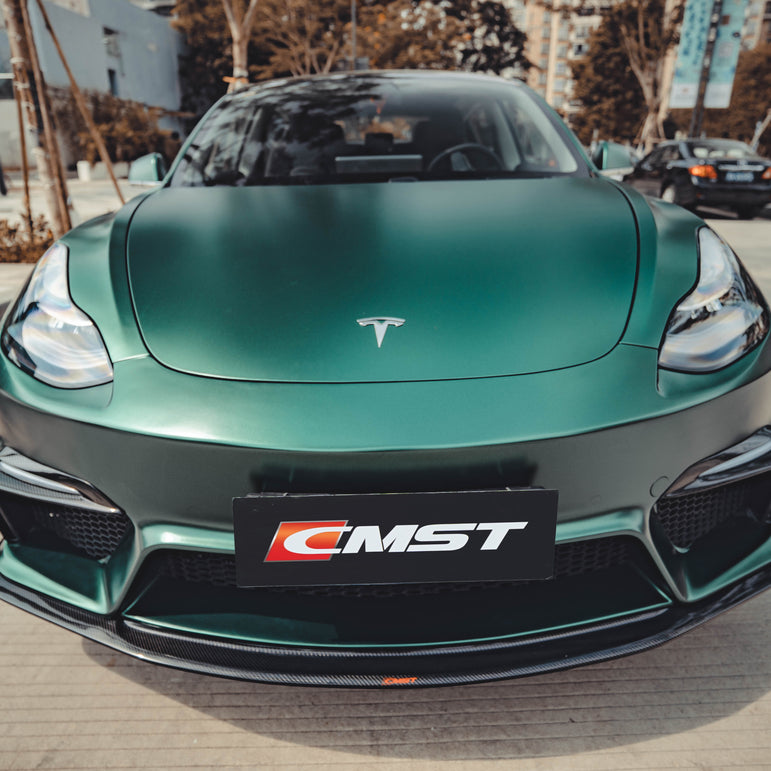 CMST Tuning Carbon Fiber Front Bumper for Tesla Model 3 Ver.1 with Carbon Fiber Canards & Front Lip - Robot Bodykits