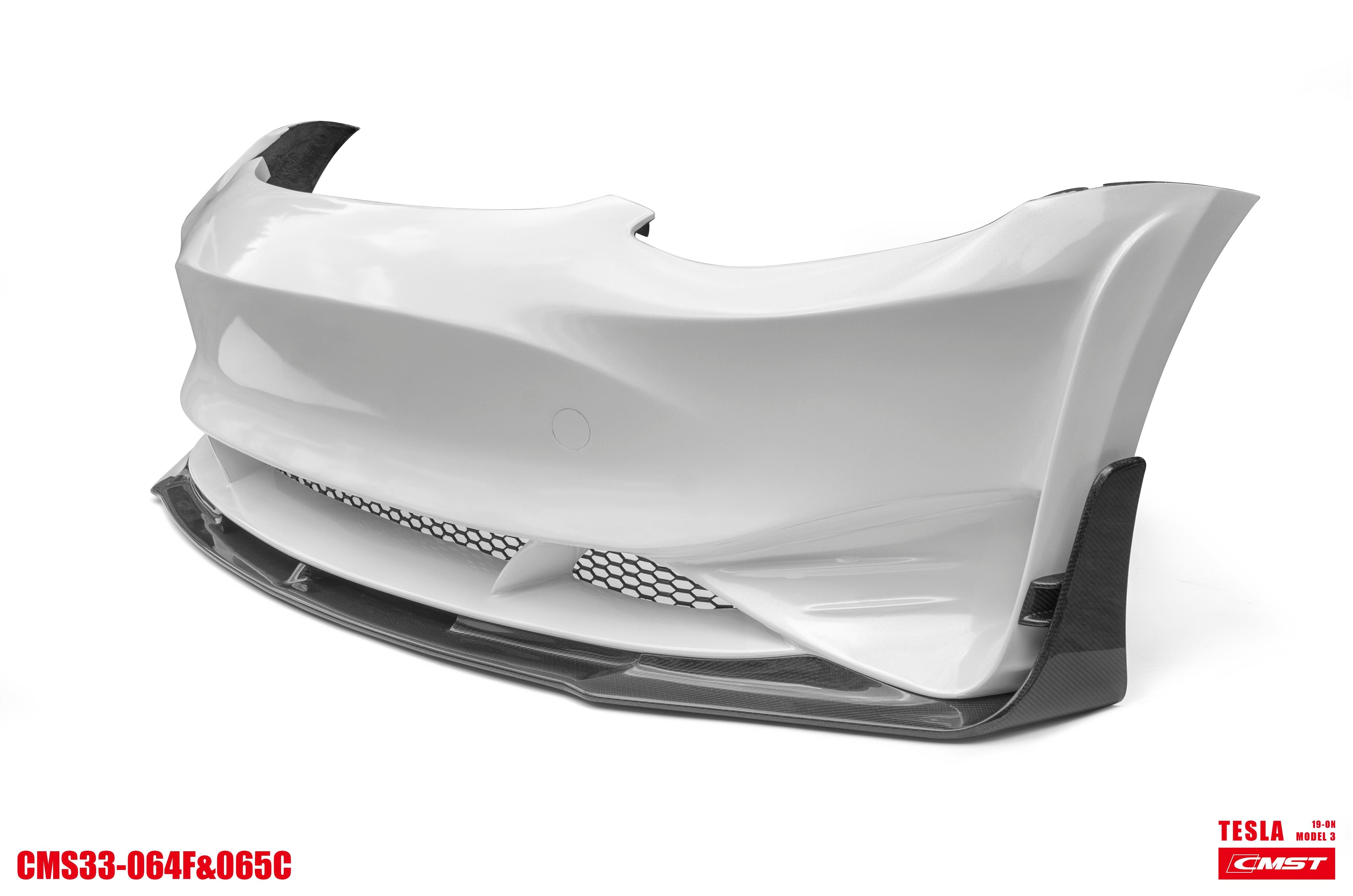 CMST Tuning Carbon Fiber Front Bumper & Front Lip for Tesla Model 3 Ver.2 - Robot Bodykits