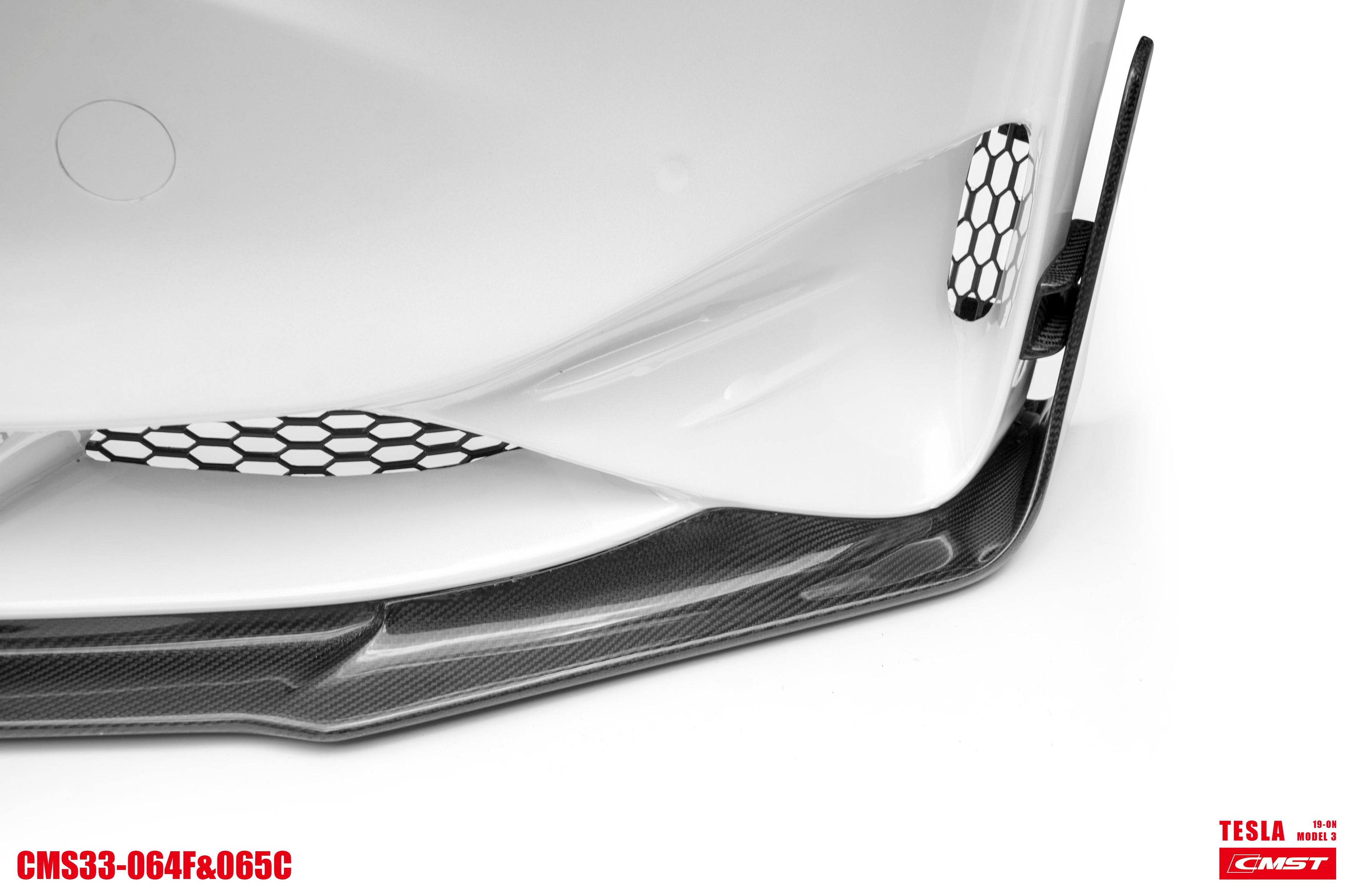 CMST Tuning Carbon Fiber Front Bumper & Front Lip for Tesla Model 3 Ver.2 - Robot Bodykits