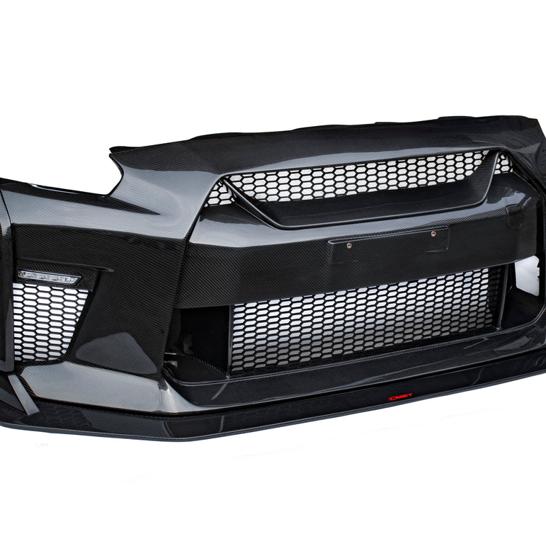 CMST Carbon Fiber Stage 1 Front Bumper & Lip for Nissan GTR GT-R R35 2008-2016 Facelift Conversion - Robot Bodykits