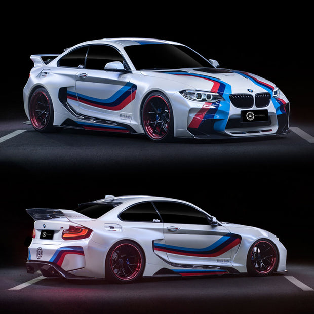 2014-2019 BMW 2 Series F22 VR Style Partial Carbon Fiber Wide Body Full Body Kit