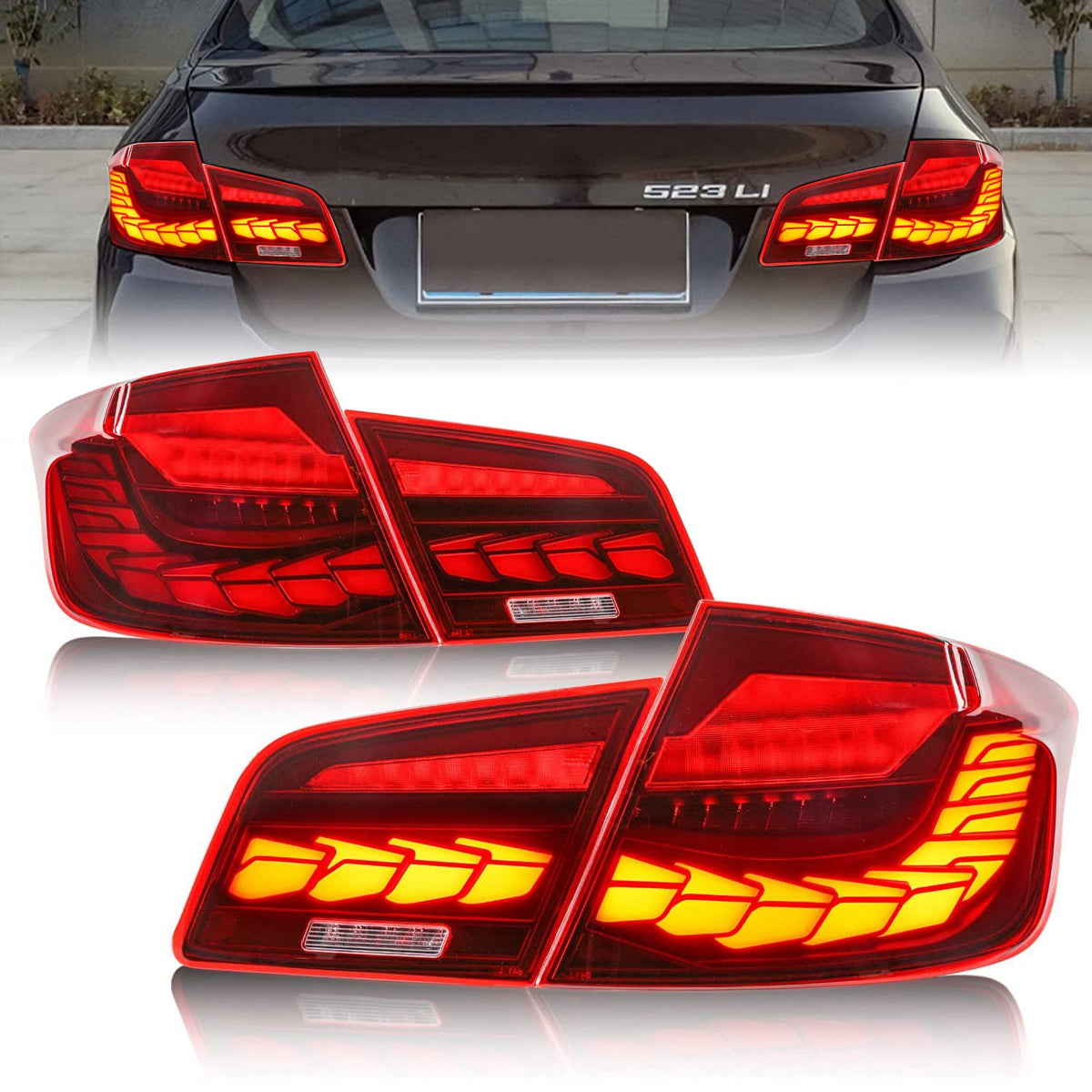 Full LED Tail Lights Assembly For BMW 5 Series M5 F10 2010-2017,Red