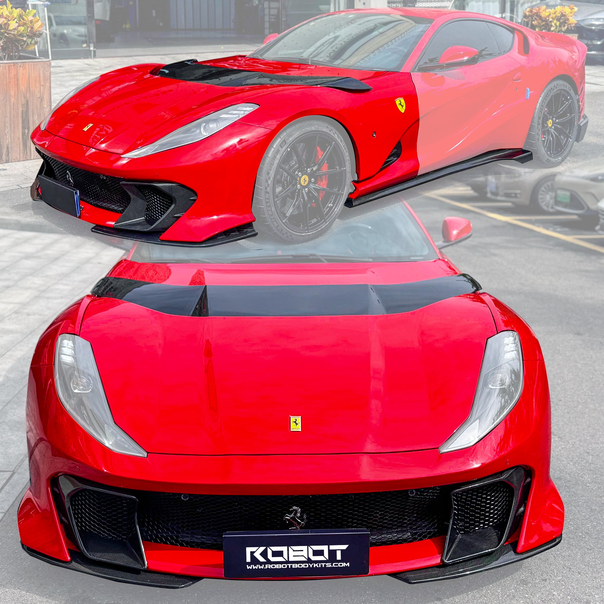 Ferrari 812 Superfast / GTS to Competizione Style Carbon Fibre Front End + Side Skirt Conversion (Aftermarket)
