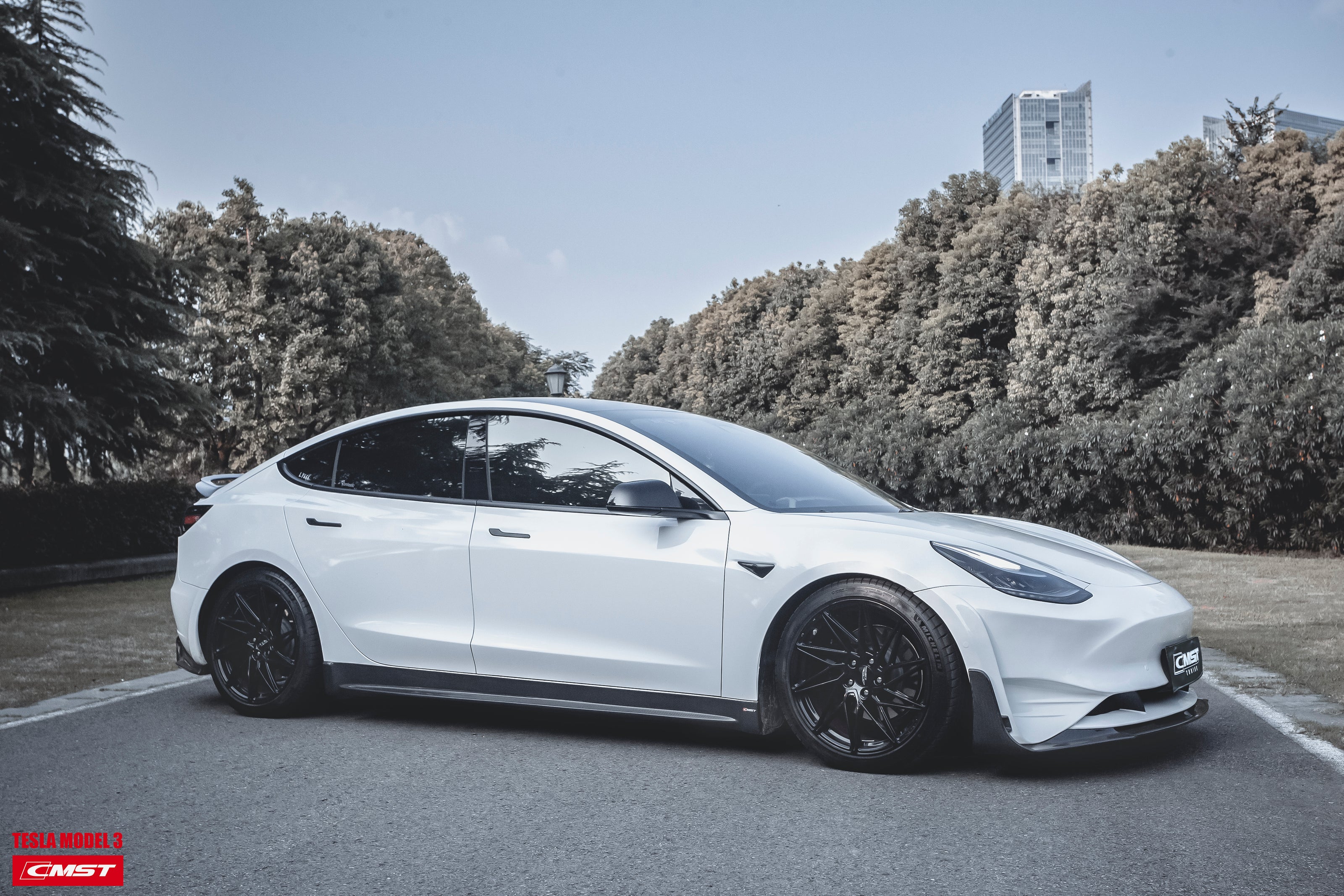 CMST Tuning Carbon Fiber Front Bumper & Front Lip for Tesla Model 3 Ver.2 - Robot Bodykits