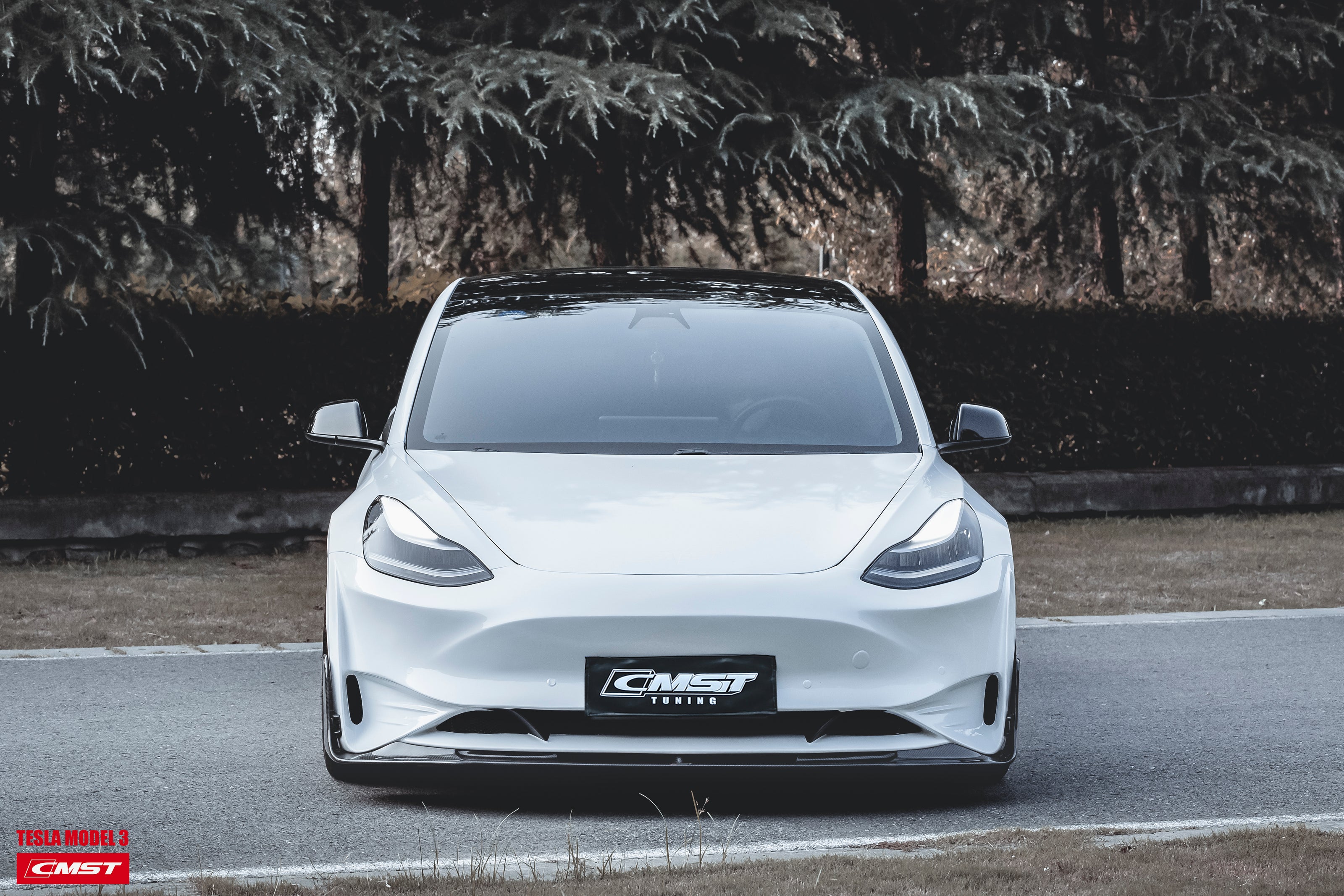 CMST Tuning Carbon Fiber Front Bumper & Front Lip for Tesla Model 3 Ver.2 - Robot Bodykits